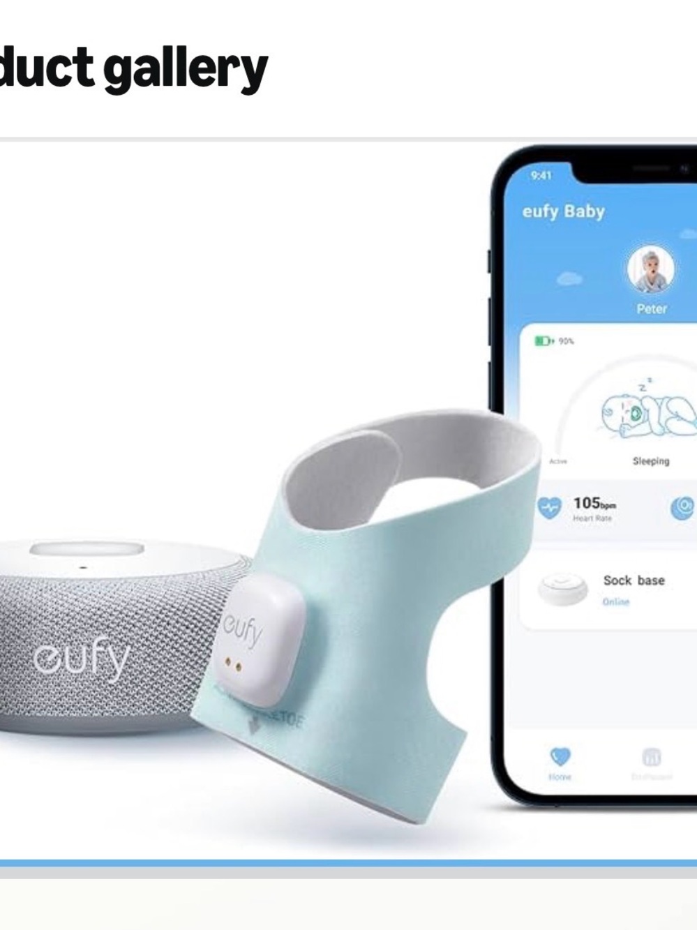 Eufy Baby Wearable Sock Monitor - Pale Blue